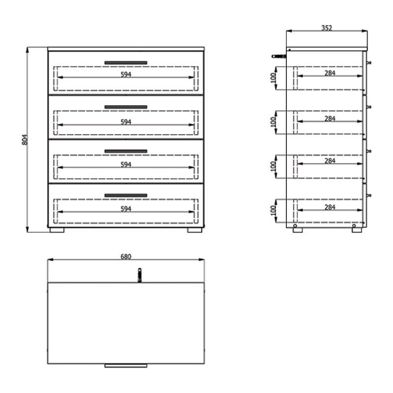 Συρταριέρα "Ritmo 4F" Sonoma 68x35x80.5εκ