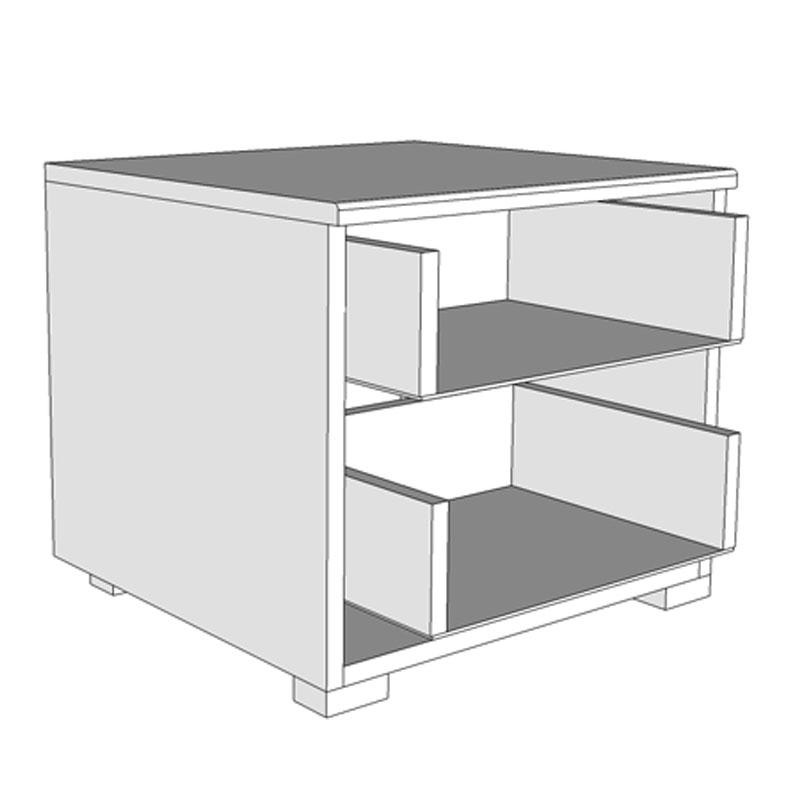 Κομοδίνο Karl Νο2F Ξύλινο Λευκό/Μαύρο 44.5x33.5x42.5εκ