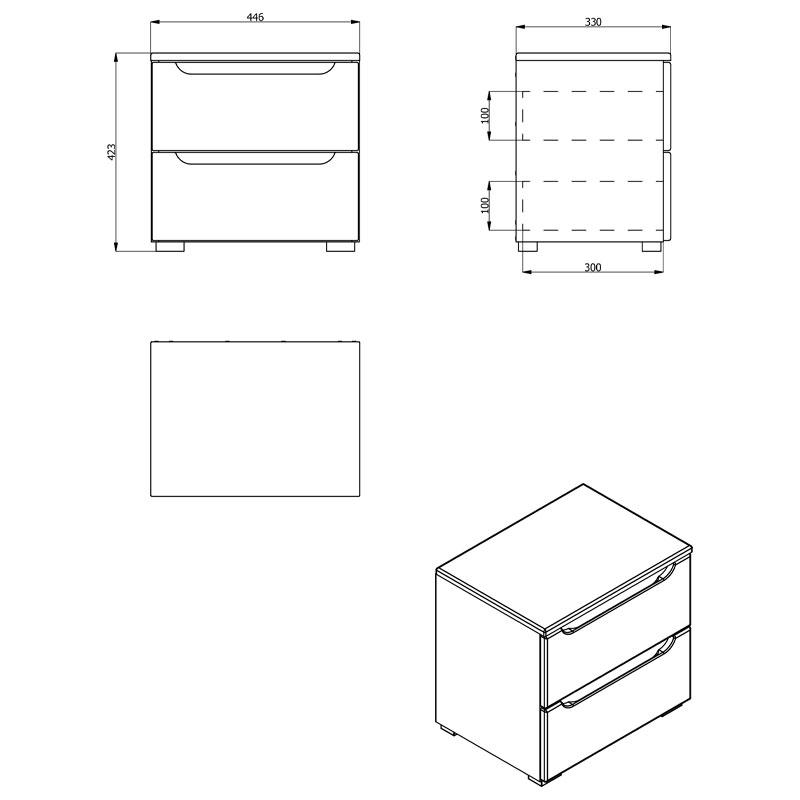 Κομοδίνο Karl Νο2F Ξύλινο Λευκό/Μαύρο 44.5x33.5x42.5εκ