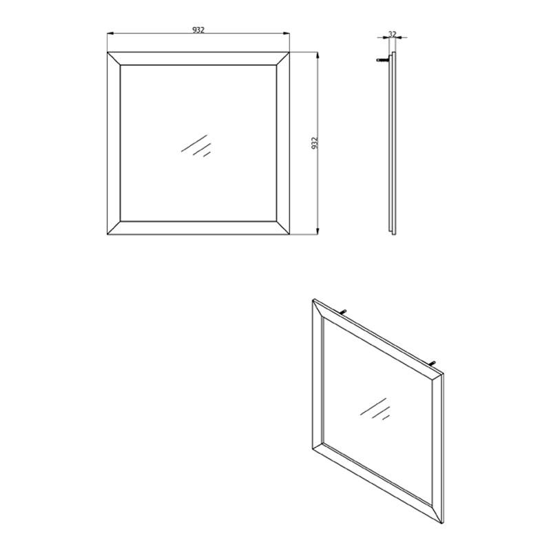 Καθρέφτης Astor Og M Grey Oak 93x2x93εκ