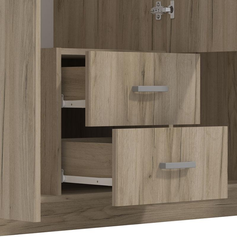 Ντουλάπα Hana 3Κ2Fo Grey Oak 120x52x205Εκ