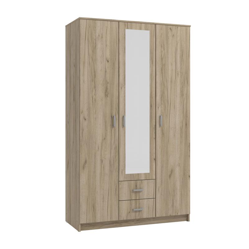 Ντουλάπα Hana 3Κ2Fo Grey Oak 120x52x205Εκ