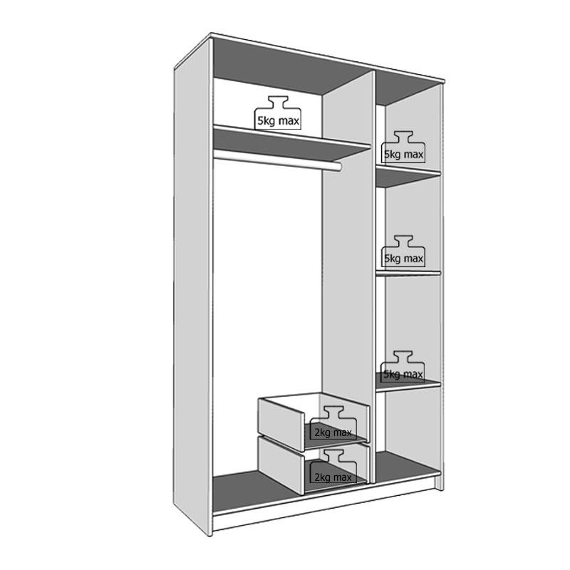 Ντουλάπα Hana 3Κ2Fo Grey Oak 120x52x205Εκ