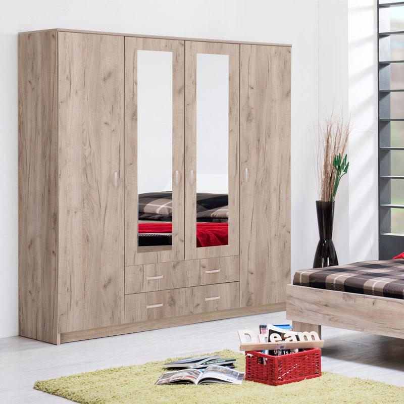 Ντουλάπα Hana 4Κ2Fo Grey Oak 160x52x205εκ