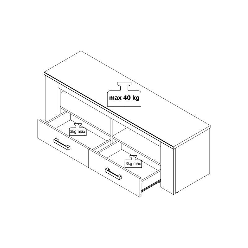 Έπιπλο Tv Kent 150 Grey Oak/white Oak 151.5x43.5x49.5εκ