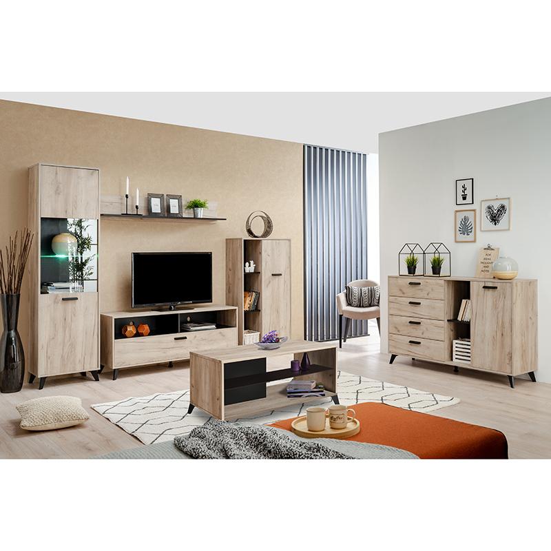 Βιτρίνα Μονόφυλλη Umbria 1K Vs Grey Oak/Μαύρο 53.5x33x191.5εκ