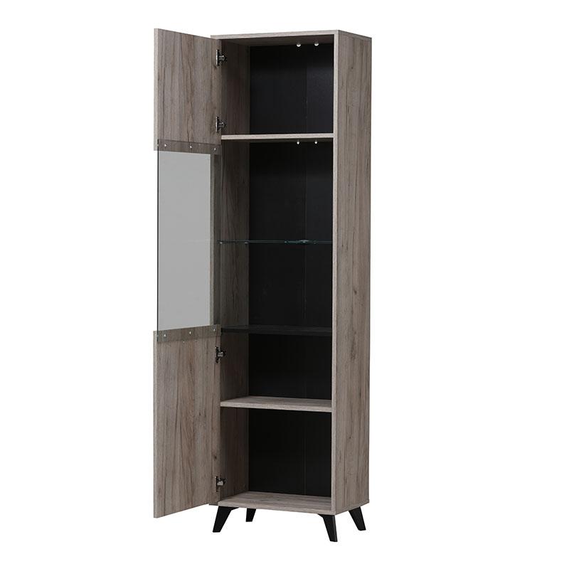 Βιτρίνα Μονόφυλλη Umbria 1K Vs Grey Oak/Μαύρο 53.5x33x191.5εκ