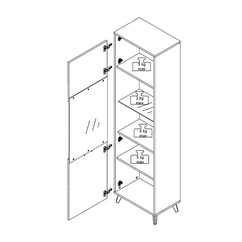 Βιτρίνα Μονόφυλλη Umbria 1K Vs Grey Oak/Μαύρο 53.5x33x191.5εκ