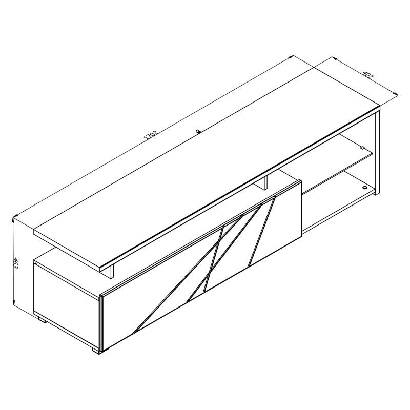 Έπιπλο Τηλεόρασης Arctic Λευκό/Artisan Oak/Λευκή Λάκα 170x41.5x46.5εκ Fylliana