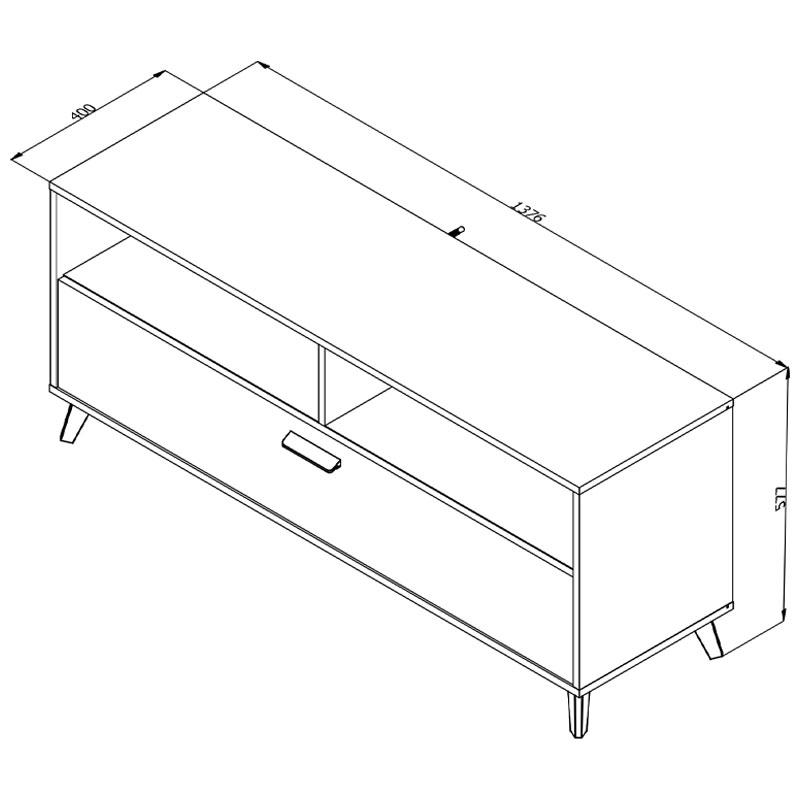 Έπιπλο Τηλεόρασης Umbria Tv 140 Artisan-Μαυρο 137,5 x40x57,5