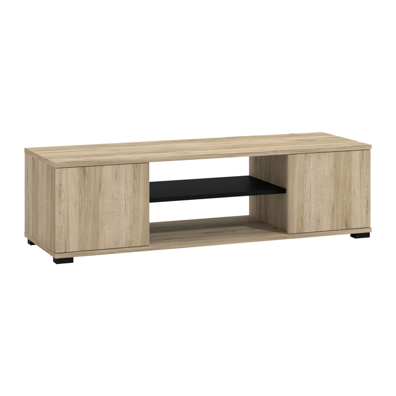 Έπιπλο Τηλεόρασης Bologna Grey Oak - Μαύρο 120x40x34Cm