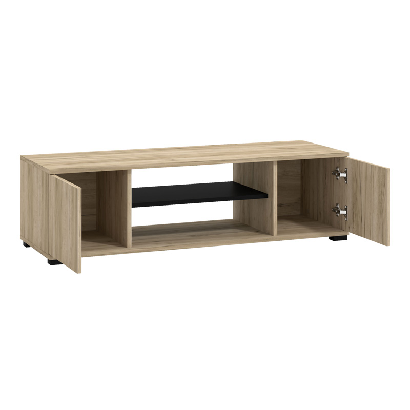 Έπιπλο Τηλεόρασης Bologna Grey Oak - Μαύρο 120x40x34Cm