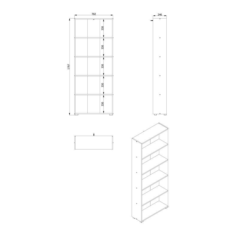 Βιβλιοθήκη Tomar 5 Λευκό 70x24.5x176.5