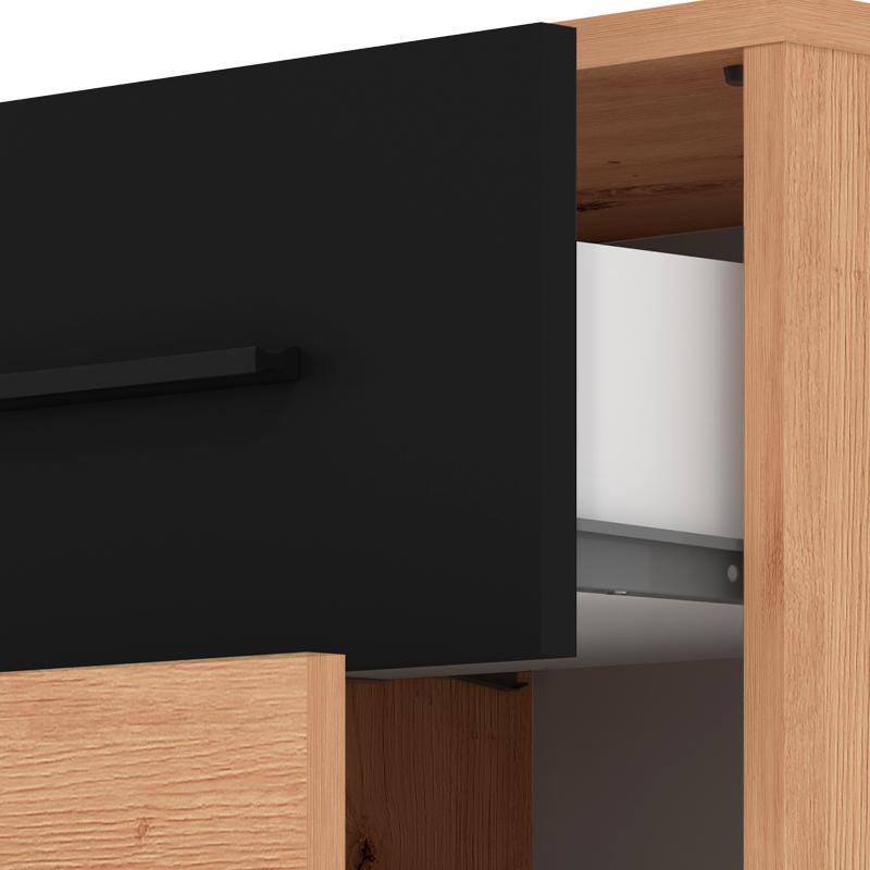 Κομοδίνο Varadero No2F Artisan Oak-Μαύρο 42X33X42 εκ