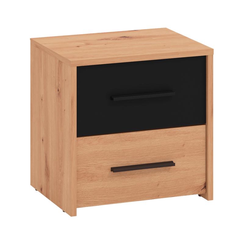 Κομοδίνο Varadero No2F Artisan Oak-Μαύρο 42X33X42 εκ