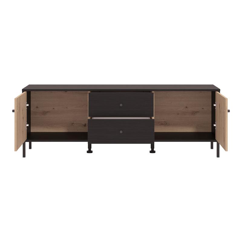 Έπιπλο Τηλεόρασης Correze 3K2F2V Μαύρο Oak-Artisan Oak 157x40x55Εκ