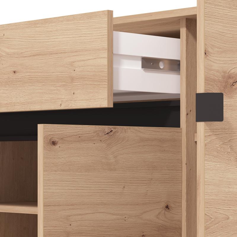 Παπουτσοθήκη Flannan 3K1F3V Artisan Oak/Μαύρο Matt Χρώμα 120X40X110Εκ