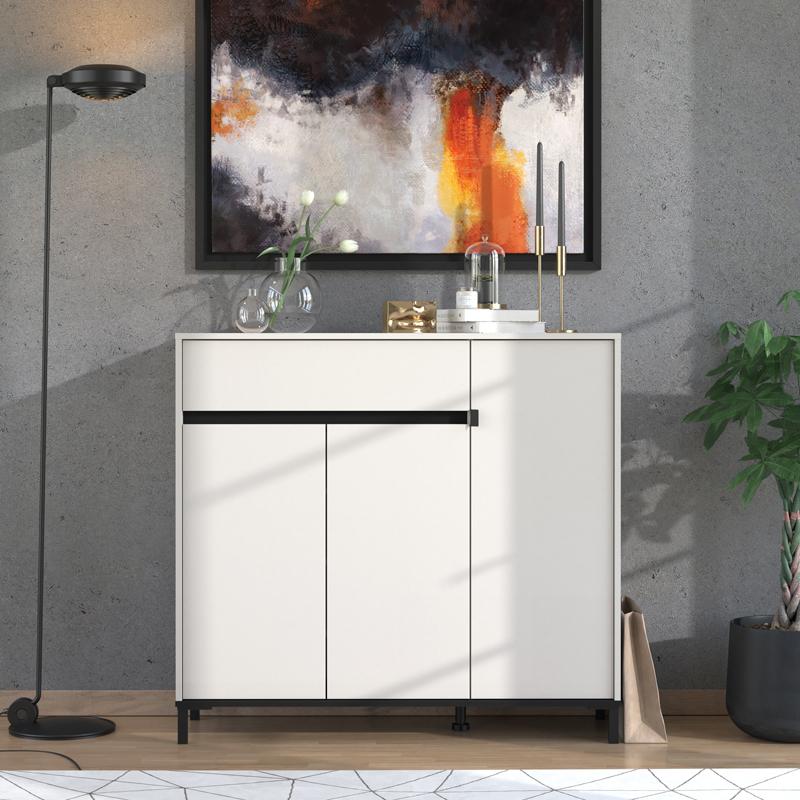 Παπουτσοθήκη Flannan 3K1F3V Cashmere/Μαύρο Matt Χρώμα 120X40X110Εκ Fylliana