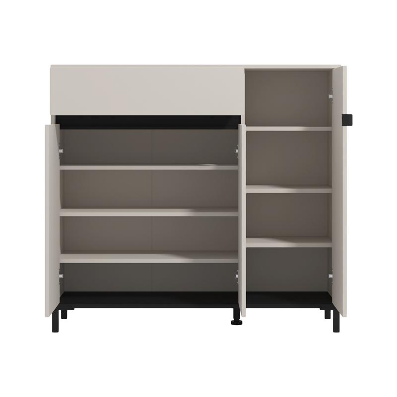 Παπουτσοθήκη Flannan 3K1F3V Cashmere/Μαύρο Matt Χρώμα 120X40X110Εκ Fylliana