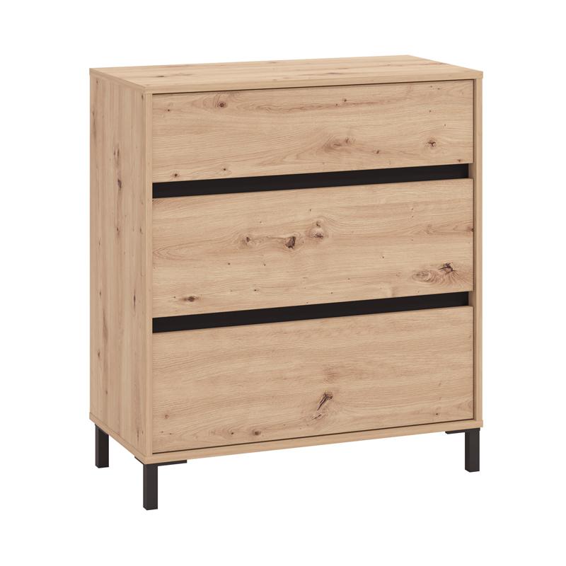 Κομότα/Συρταριέρα Marron 80 3F Artisan Oak/Μαύρο Ματτ Χρώμα 80X40X90Εκ Fylliana