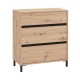 Κομότα/Συρταριέρα Marron 80 3F Artisan Oak/Μαύρο Ματτ Χρώμα 80X40X90Εκ Fylliana
