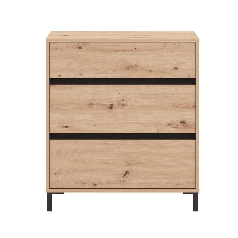 Κομότα/Συρταριέρα Marron 80 3F Artisan Oak/Μαύρο Ματτ Χρώμα 80X40X90Εκ Fylliana