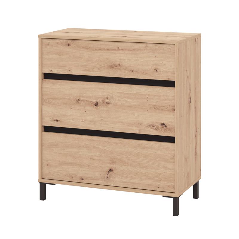 Κομότα/Συρταριέρα Marron 80 3F Artisan Oak/Μαύρο Ματτ Χρώμα 80X40X90Εκ Fylliana
