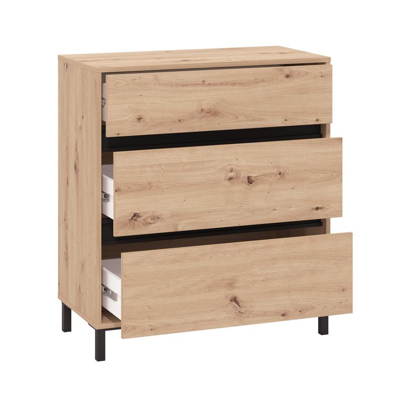 Κομότα/Συρταριέρα Marron 80 3F Artisan Oak/Μαύρο Ματτ Χρώμα 80X40X90Εκ Fylliana