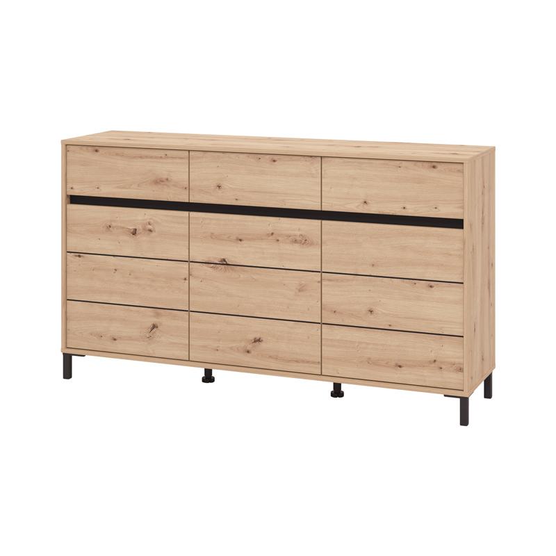 Κομότα-Μπουφές Marron 157 3K3F3V Artisan Oak/Μαύρο Ματ Χρώμα 157x40x90Εκ Fylliana