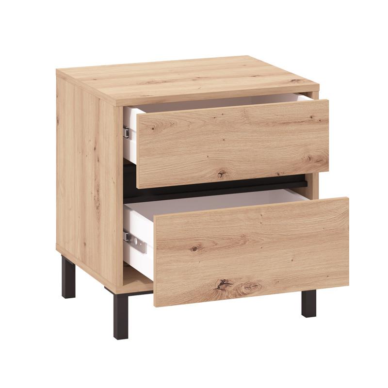 Κομοδίνο Marron No2F Artisan Oak/Μαύρο Ματτ Χρώμα 48X40X52Εκ