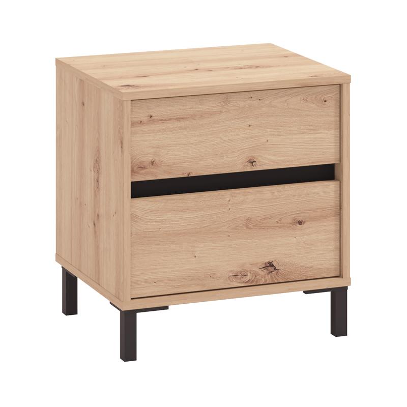 Κομοδίνο Marron No2F Artisan Oak/Μαύρο Ματτ Χρώμα 48X40X52Εκ