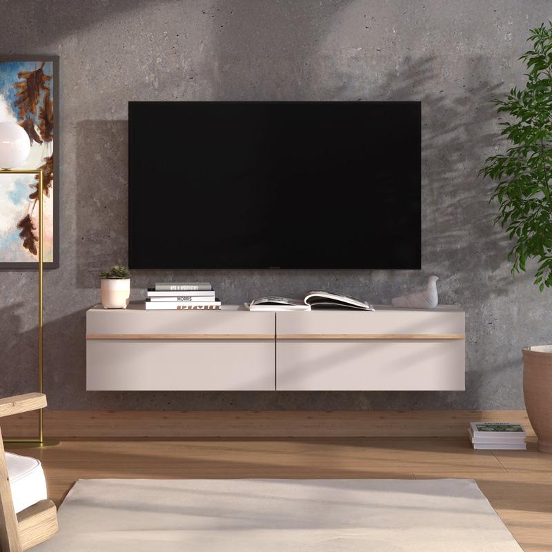 Έπιπλο Τηλεόρασης Arles Tv 154 2K2V Cashmere/Artisan Oak Χρώμα 154X42X32Εκ Fylliana