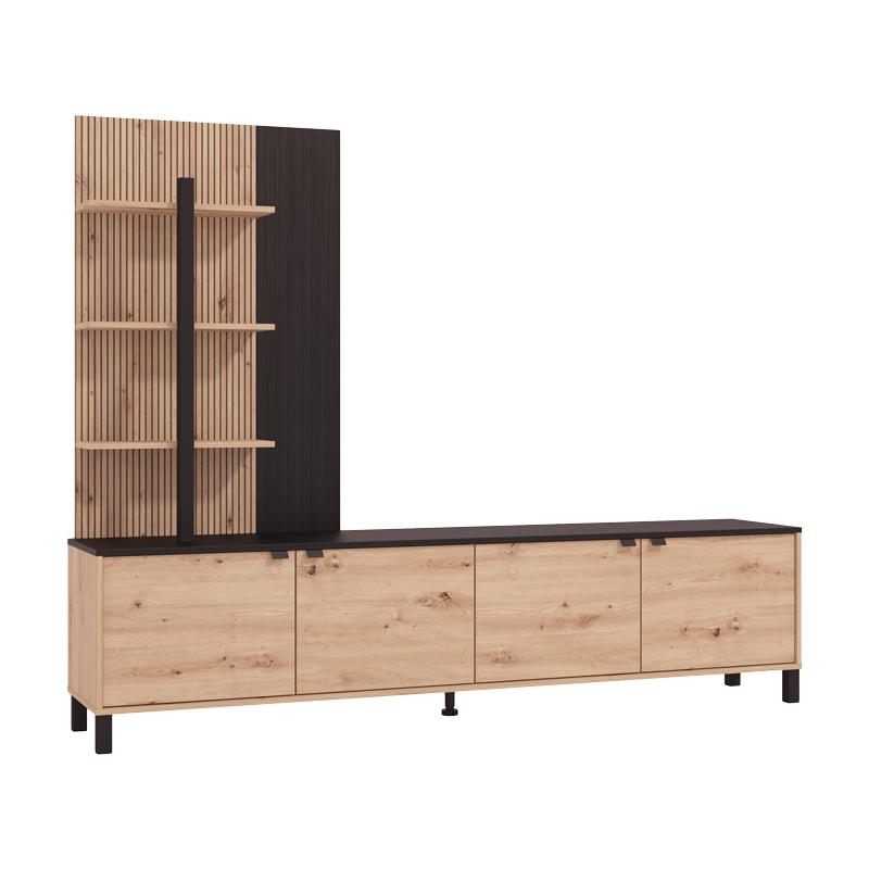 Κεντρο Ψυχαγωγιασ-Συνθεση Margate Artisan Οακ/Μαυρο Οακ 208X40X167Εκ