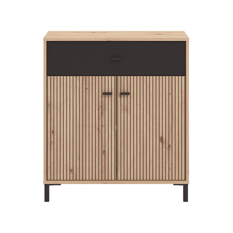 Κομότα-Μπουφές Avignon 80 2K1F2V Artisan Oak-Μαυρο Χρώμα 80X40X90Εκ