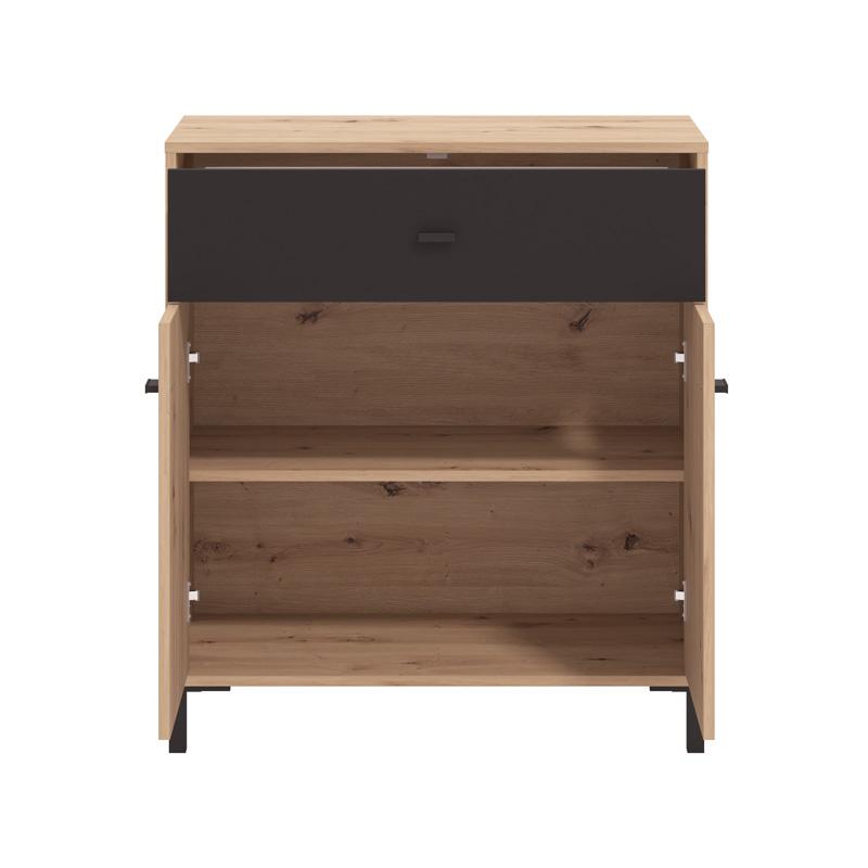 Κομότα-Μπουφές Avignon 80 2K1F2V Artisan Oak-Μαυρο Χρώμα 80X40X90Εκ