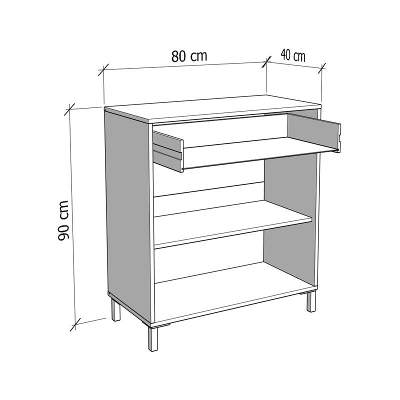 Κομότα-Μπουφές Avignon 80 2K1F2V Artisan Oak-Μαυρο Χρώμα 80X40X90Εκ
