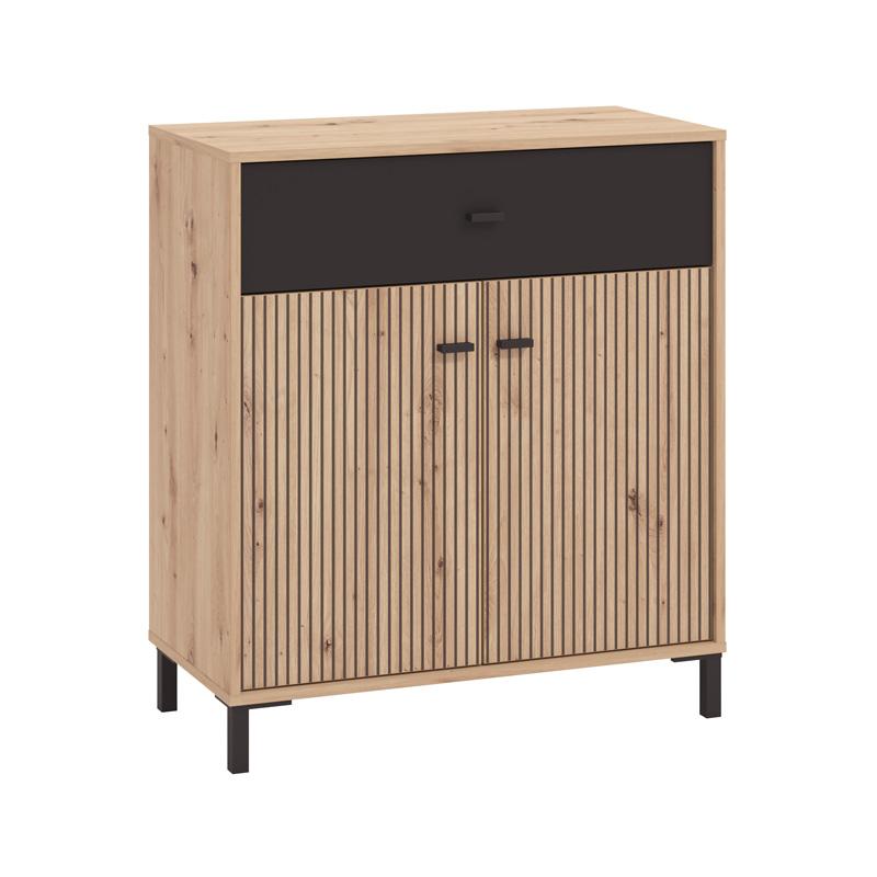 Κομότα-Μπουφές Avignon 80 2K1F2V Artisan Oak-Μαυρο Χρώμα 80X40X90Εκ