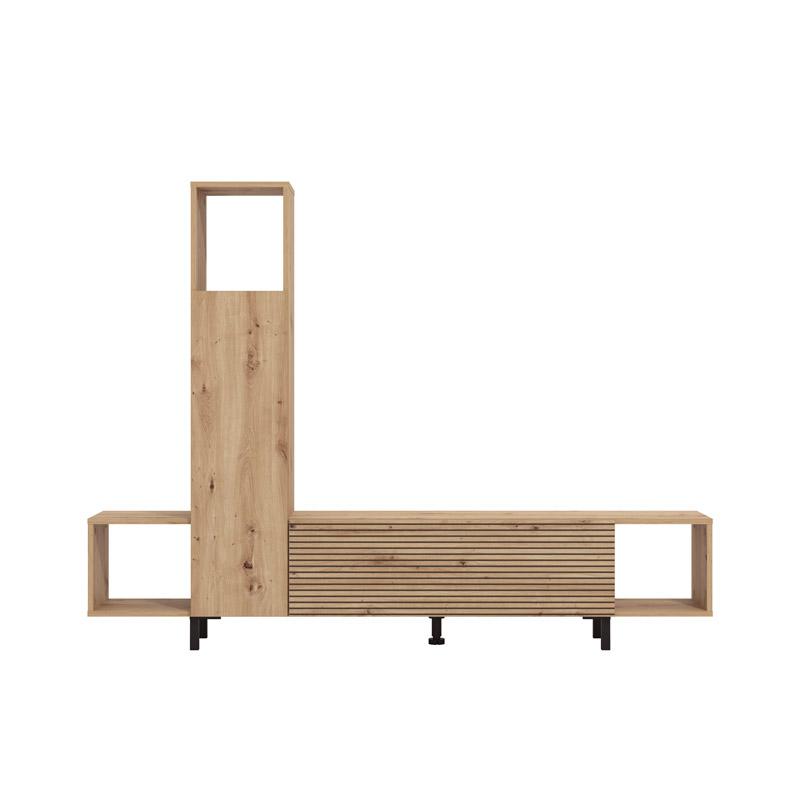 Κέντρο Ψυχαγωγίας-Σύνθεση Andros Artisan Oak Με Μαύρες Γραμμές 184X30X138Εκ Fylliana