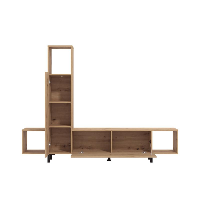 Κέντρο Ψυχαγωγίας-Σύνθεση Andros Artisan Oak Με Μαύρες Γραμμές 184X30X138Εκ Fylliana