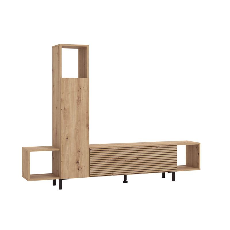 Κέντρο Ψυχαγωγίας-Σύνθεση Andros Artisan Oak Με Μαύρες Γραμμές 184X30X138Εκ Fylliana