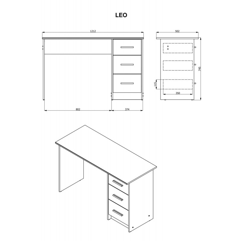 Γραφείο Leo Artisan Oak 121X50X75Εκ Fylliana