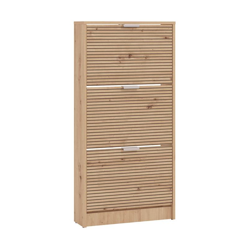 Παπουτσοθήκη Base 13 Artisan Oak-Artisan Oak Με Μαύρες Γραμμές/Μαύρο 58X18X119Εκ Fylliana