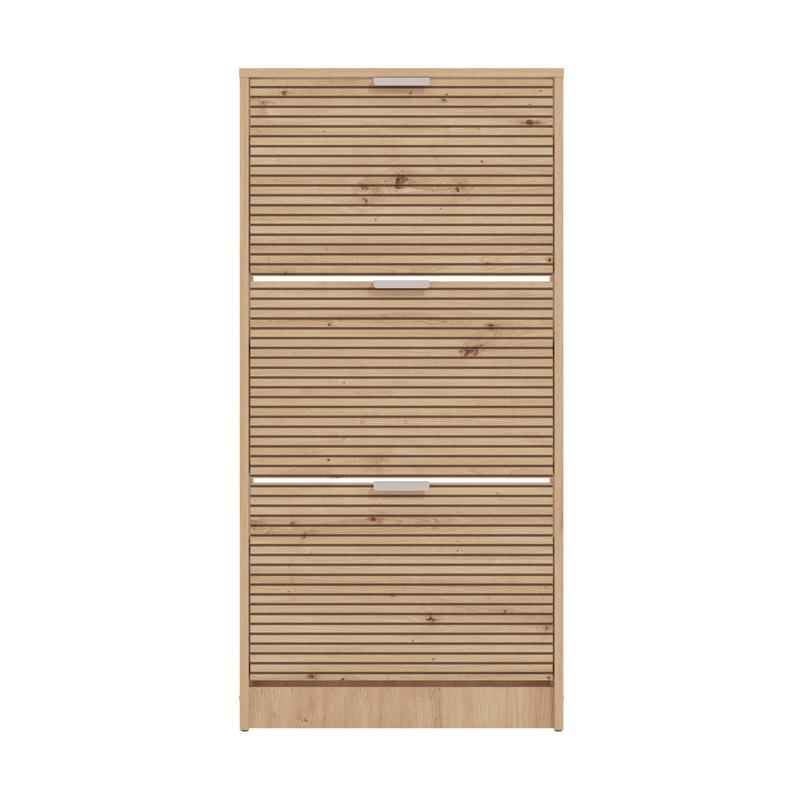 Παπουτσοθήκη Base 13 Artisan Oak-Artisan Oak Με Μαύρες Γραμμές/Μαύρο 58X18X119Εκ Fylliana