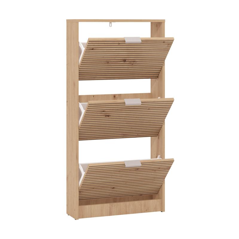 Παπουτσοθήκη Base 13 Artisan Oak-Artisan Oak Με Μαύρες Γραμμές/Μαύρο 58X18X119Εκ Fylliana