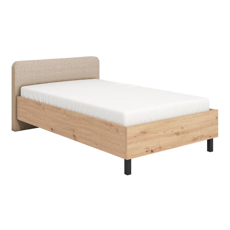 Κρεβάτι Barletta 120 Artisan Oak Με Μπεζ Ύφασμα 131X213,5X85,5Εκ (120X200) Fylliana
