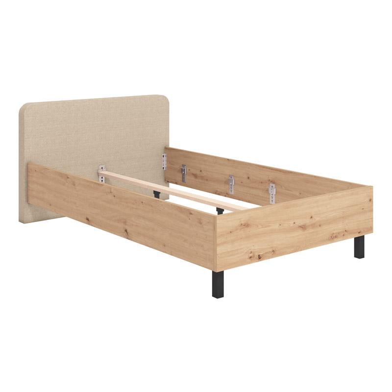 Κρεβάτι Barletta 120 Artisan Oak Με Μπεζ Ύφασμα 131X213,5X85,5Εκ (120X200) Fylliana