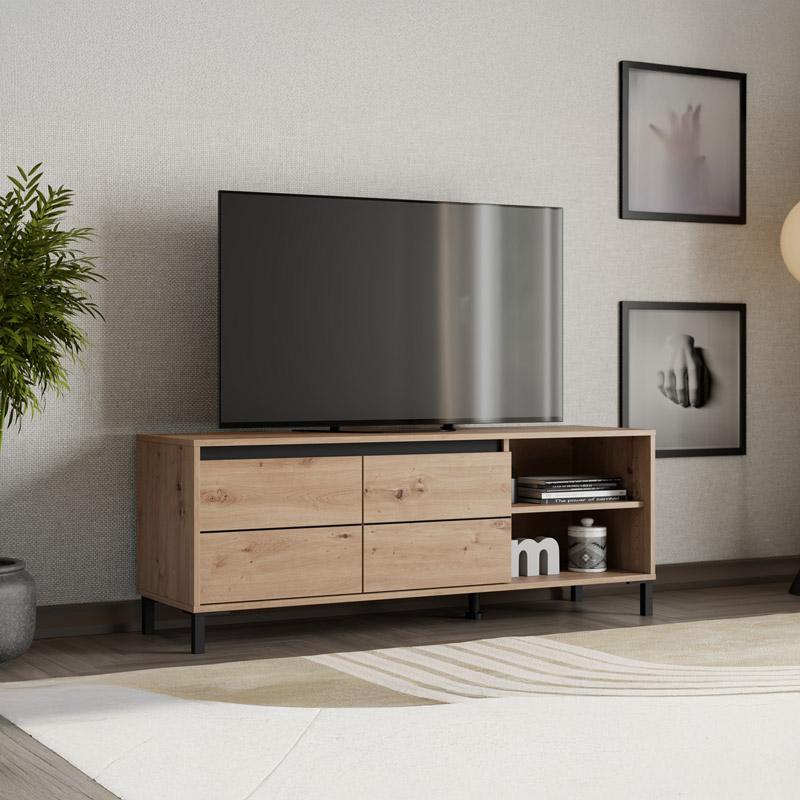 Έπιπλο Τηλεόρασης Marron Tv 138 3K2V Artisan-Μαυρο 138X40X52Εκ Fylliana