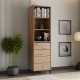 Βιτρίνα Σαλονιού Marron 1k1v Pop 193 από MDF με Τζάμι & Φωτισμό Μαυρο Ματ 55x40x193cm Fylliana
