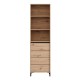 Βιτρίνα Σαλονιού Marron 1k1v Pop 193 από MDF με Τζάμι & Φωτισμό Μαυρο Ματ 55x40x193cm Fylliana