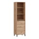 Βιτρίνα Σαλονιού Marron 1k1v Pop 193 από MDF με Τζάμι & Φωτισμό Μαυρο Ματ 55x40x193cm Fylliana